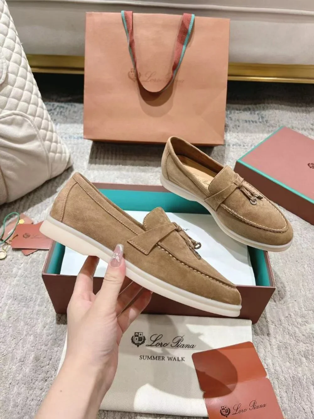 Summer Walk Taupe Suede Tassel Loafers